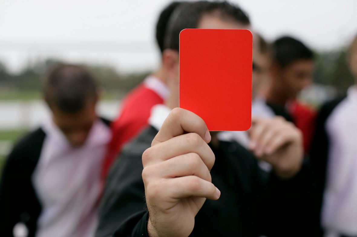 What does a red card mean in soccer?