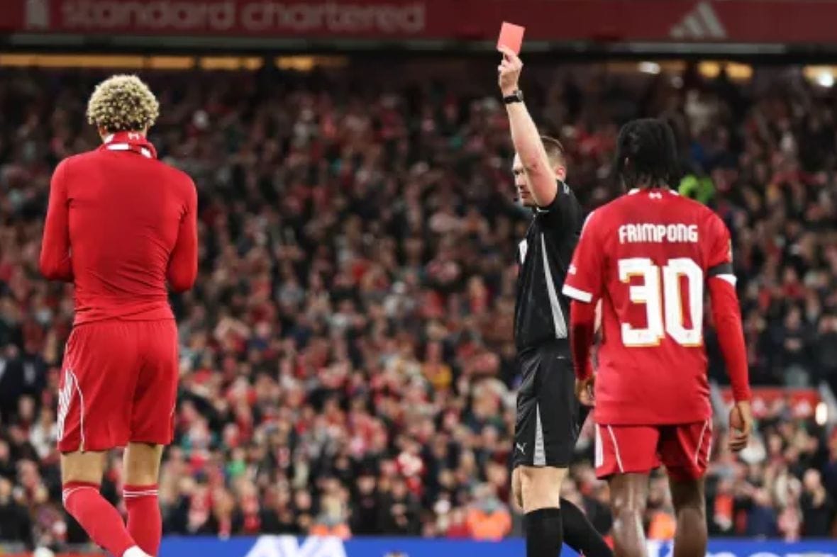 The Hugo Ekitike Red Card impacts the next Liverpool game. See the Carabao Cup Results in the Liverpool vs Southampton game & what happens if you get a red card in carabao cup.
